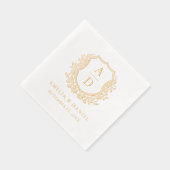 Moderne Bloemkam Monogram Bruiloftsgoud Folie Servetten (Rechts)