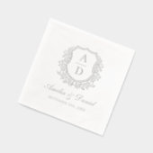 Moderne Bloemkam Monogram Huwelijk Zilver Folie Servetten (Links)