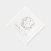 Moderne Bloemkam Monogram Huwelijk Zilver Folie Servetten (Rechts)