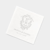 Moderne Bloemkam Monogram Huwelijk Zilver Folie Servetten (Links)