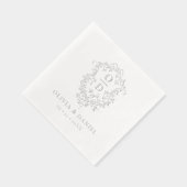 Moderne Bloemkam Monogram Huwelijk Zilver Folie Servetten (Rechts)