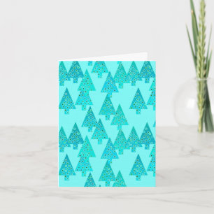 Moderne bloemKerstbomen - aqua & pauw Feestdagen Kaart