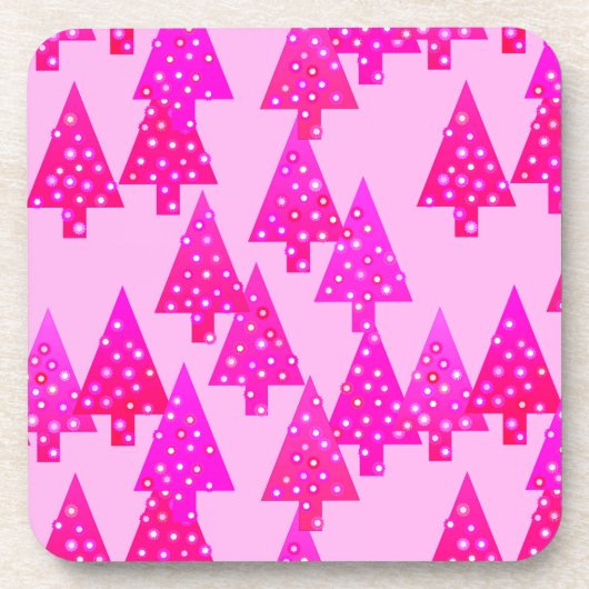 Moderne bloemkerstbomen - fuchsia roze bier onderzetter (Voorkant)