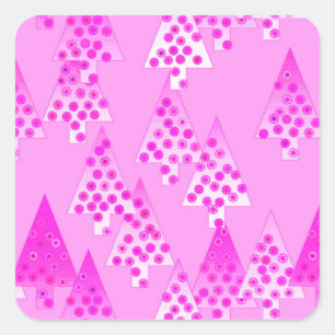Moderne bloemKerstbomen - orchidee & viooltje Vierkante Sticker