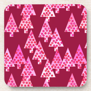 Moderne bloemkerstbomen - wijn & roze bier onderzetter
