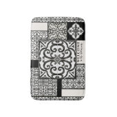 Moderne  bloemkool Zwarte en Witte Tegel Naam Badmat (Voorkant Verticaal)