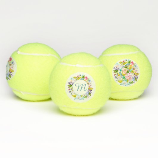 Moderne  bloemmonogram spelen in stijl tennisballen (Multi)