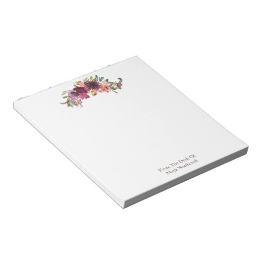 Moderne bloemnaam gepersonaliseerd notitieblok (Schuin)