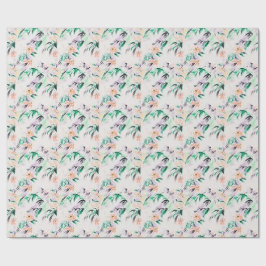 Moderne Bloempatroon Bloemen Schets Cadeaupapier (Vlak)