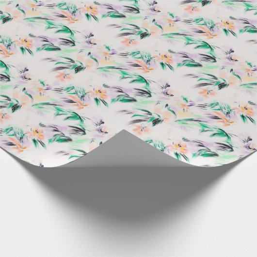 Moderne Bloempatroon Bloemen Schets Cadeaupapier (Hoek)