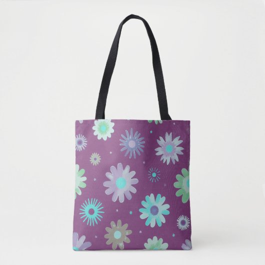 Moderne Bloempatroon Kunst Tote Tas (Voorkant)