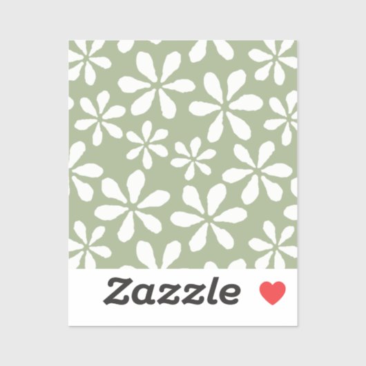 Moderne Bloempatroon Salie Groen Chic Girly Floral Sticker (Vel)