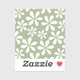 Moderne Bloempatroon Salie Groen Chic Meisjesachti Sticker