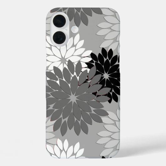 Moderne bloemprint kimono, grijs, zwart en wit Case-Mate iPhone case (Achterkant)