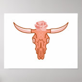 Moderne Bloemrijke Boho Koeienschedel Kunst Poster (Voorkant)