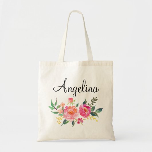 Moderne bloemrijke bruidsmeisjes Persoonlijk-3 Tote Bag (Voorkant)