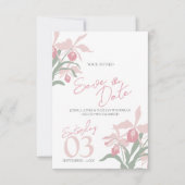 Moderne bloemrijke Cattleya-orchidee stoffig roze  Save The Date (Voorkant)