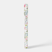 Moderne bloemrijke chic roze monogram geinitialise iPhone 15 case (Linkerkant)