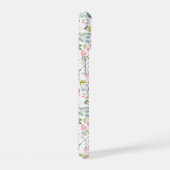 Moderne bloemrijke chic roze monogram geinitialise iPhone 15 case (Rechterkant)