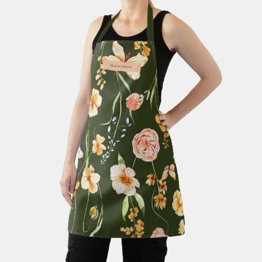 Moderne Bloemrijke Groene Grace Chic Trendy Schort (Insitu)