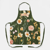 Moderne Bloemrijke Groene Grace Chic Trendy Schort (Voorkant)