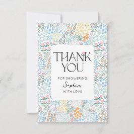 Moderne bloemrijke kleurrijke Baby in bloei Baby s Bedankkaart