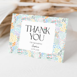 Moderne bloemrijke kleurrijke Baby in bloei Baby s Bedankkaart