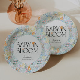 Moderne bloemrijke kleurrijke Baby in bloei Baby s Papieren Bordje