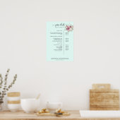 Moderne, bloemrijke prijslijst Poster (Keuken)