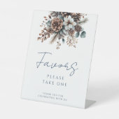 Moderne Bloemrijke Rustieke Pinecones Favors Reclamebord Met Voetstuk (Voorkant)