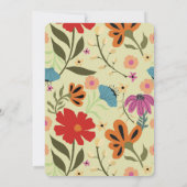 Moderne bloemrood en geel bruiloft Save the Date Kaart (Achterkant)