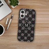 Moderne bloemrooster monogram iPhone 16 hoes