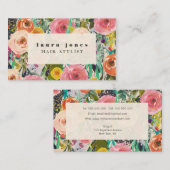 Moderne Bloemschilderij Hair Stylist Sjabloon Visitekaartje (Voorkant / Achterkant)