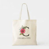 Moderne Bloemstuk Aangepaste Monogram  Tote Bag (Achterkant)