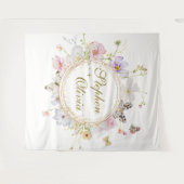 Moderne bloemstuk bloemenkrans bruiloft wandkleed (Voorkant (horizontaal))