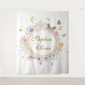 Moderne bloemstuk bloemenkrans bruiloft wandkleed (Voorkant)