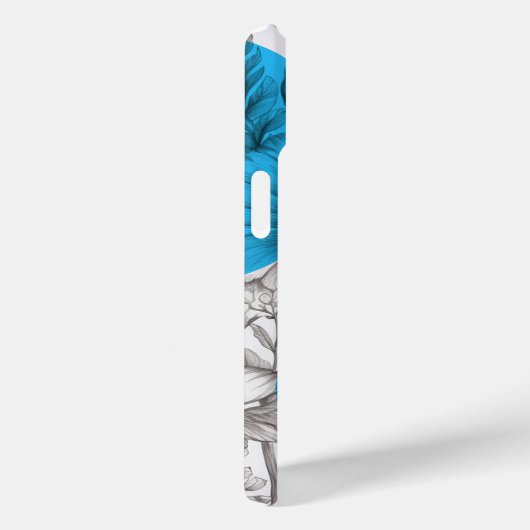 Moderne Bloemtekening Cyaan Blauw Retro cirkels Case-Mate iPhone Case (Achterkant / Rechts)
