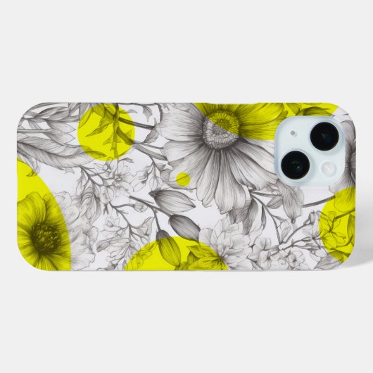 Moderne Bloemtekening helder geel Retro cirkels Case-Mate iPhone Case (Achterkant (horizontaal))