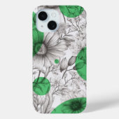 Moderne Bloemtekening kelly groen Retro cirkels Case-Mate iPhone Case (Achterkant)