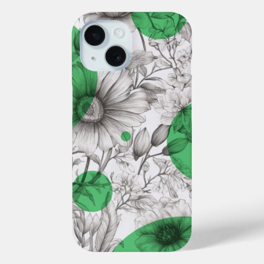 Moderne Bloemtekening kelly groen Retro cirkels Case-Mate iPhone Case (Achterkant)