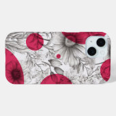 Moderne Bloemtekening magenta roze Retro cirkels Case-Mate iPhone Case (Achterkant (horizontaal))