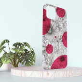 Moderne Bloemtekening magenta roze Retro cirkels Case-Mate iPhone Case