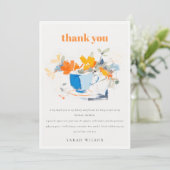 Moderne bloemtheekop bruidsshower theepartij bedankkaart (Staand voorkant)