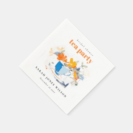 Moderne bloemtheekop bruidsshower theepartij  servet (Hoek)