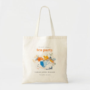 Moderne bloemtheekop bruidsshower theepartij tote bag
