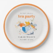 Moderne bloemtheekop bruidsshower theeparty  papieren bordje (Voorkant)