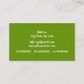 Moderne bloemwervelingen & vogels groen visitekaartje (Achterkant)