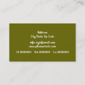 Moderne bloemwervelingen & vogels olijfgroen visitekaartje (Achterkant)