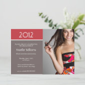 Moderne Blokken Afstuderen Uitnodiging - rood (Staand voorkant)