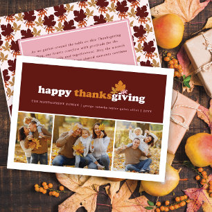 Moderne Blokken bladeren Thanksgiving 3 Foto Feestdagenkaart